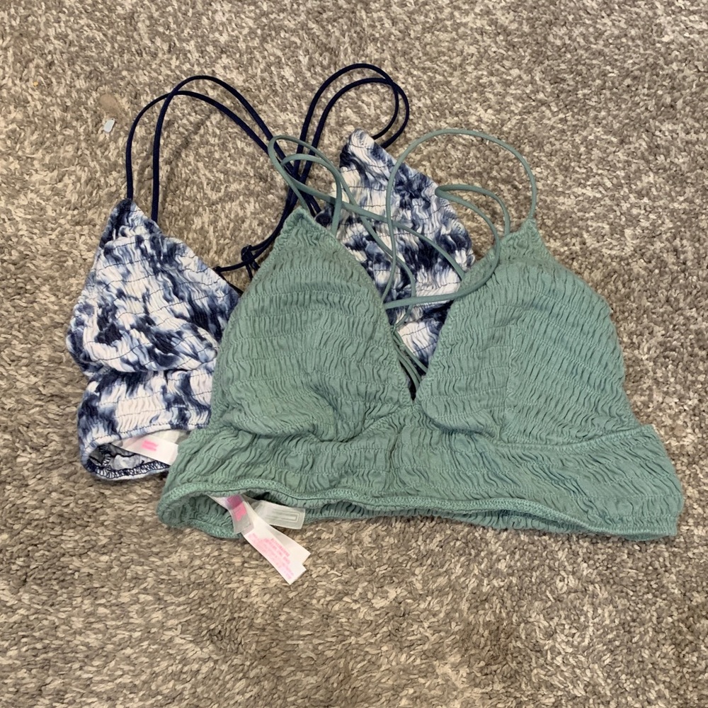 Victoria's Secret PINK Green and Blue Bralette Set